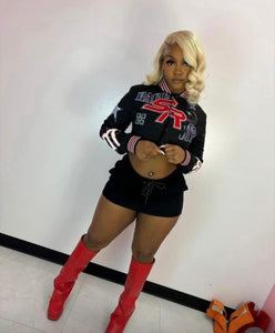 Black Bomber jacket set