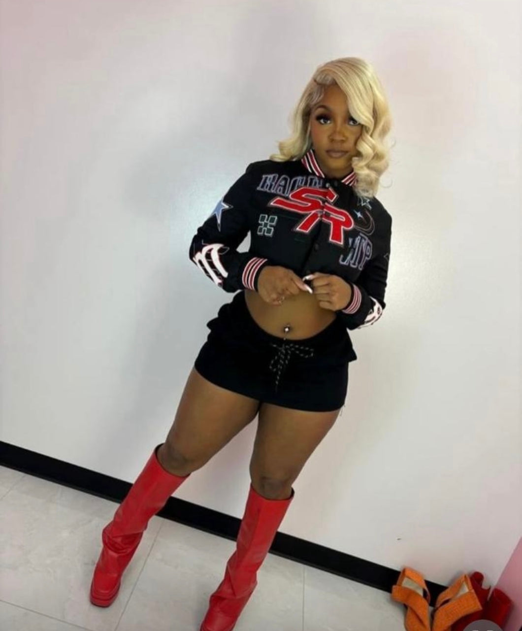 Black Bomber jacket set
