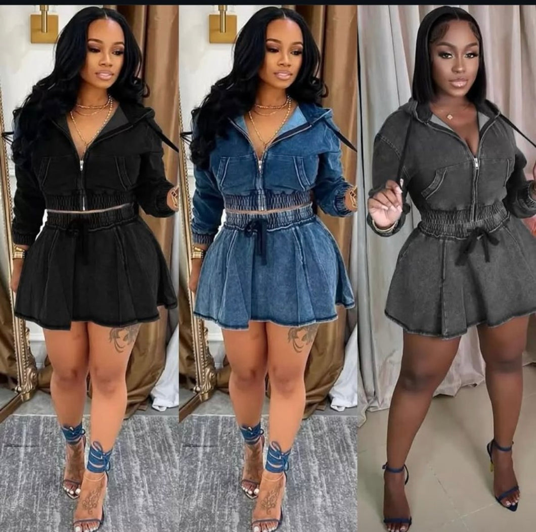 Denim Skirt Set