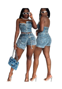 Denim skirt set