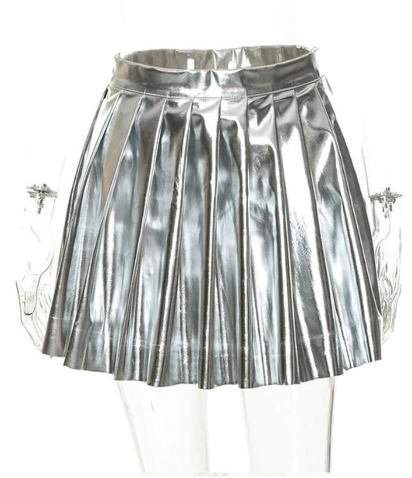 Silver metallic skirt