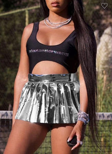 Silver metallic skirt